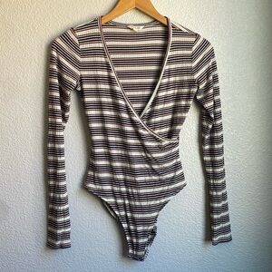 Blue Red and White Striped Bodysuit
